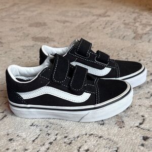 Vans Black and White Velcro Sneakers, Little Kids 11